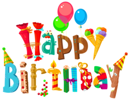 words phrases & Happy Birthday free transparent png image.