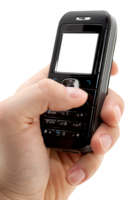 electronics & Phone in hand free transparent png image.