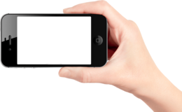 electronics & phone in hand free transparent png image.