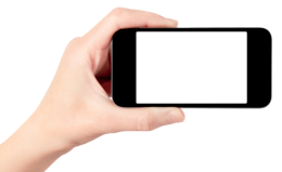 electronics & Phone in hand free transparent png image.