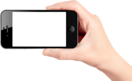 electronics & Phone in hand free transparent png image.